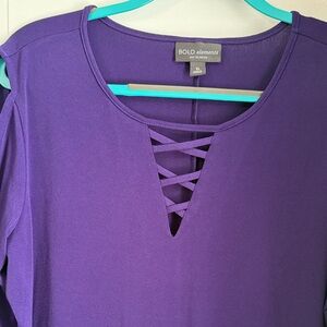 BOLD elements Purple Long Sleeve Crisscross V-Neck Top